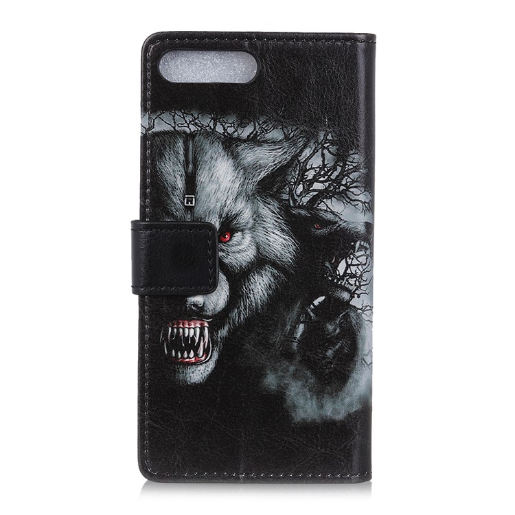 Pattern Printing Stand Leather Wallet Phone Shell Case for Huawei Y6 (2018)/Honor 7A (without Fingerprint Sensor) - Fierce Wolf-2