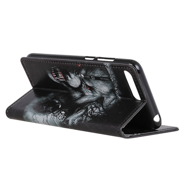Pattern Printing Stand Leather Wallet Phone Shell Case for Huawei Y6 (2018)/Honor 7A (without Fingerprint Sensor) - Fierce Wolf-4