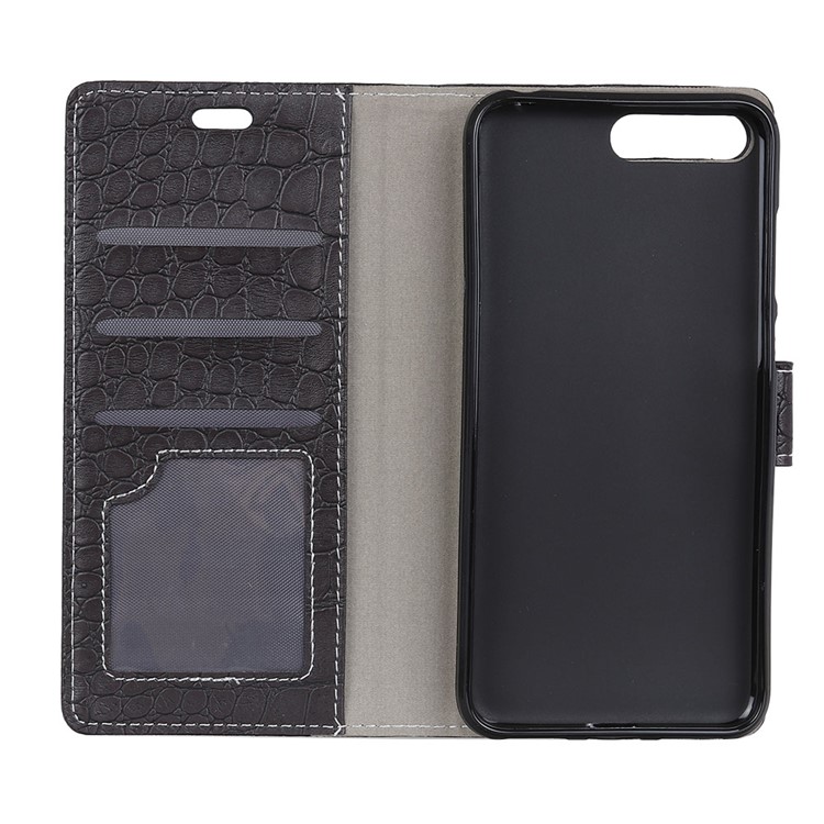 Vintage Crocodile Texture Wallet Stand Leather Case for Huawei Y6 (2018) - Black-4