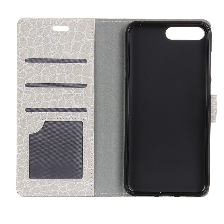 Vintage Crocodile Texture Wallet Leather Flip Stand Cover for Huawei Y6 (2018) / Honor 7A (without Fingerprint Sensor) - White-3