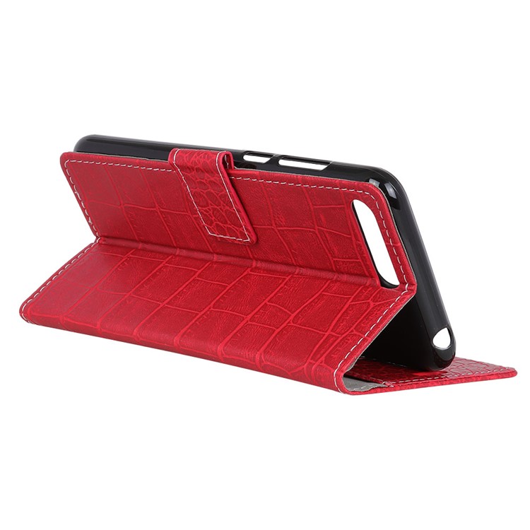 Vintage Crocodile Texture PU Leather Wallet Stand Shell for Huawei Y6 (2018) / Honor 7A (without Fingerprint Sensor) - Red-4