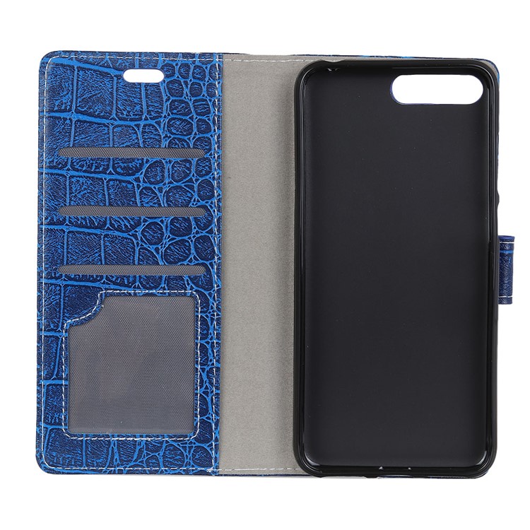 Vintage Crocodile Texture Stand Leather Wallet Mobile Phone Casing for Huawei Y6 (2018) / Honor 7A (without Fingerprint Sensor) - Blue-3