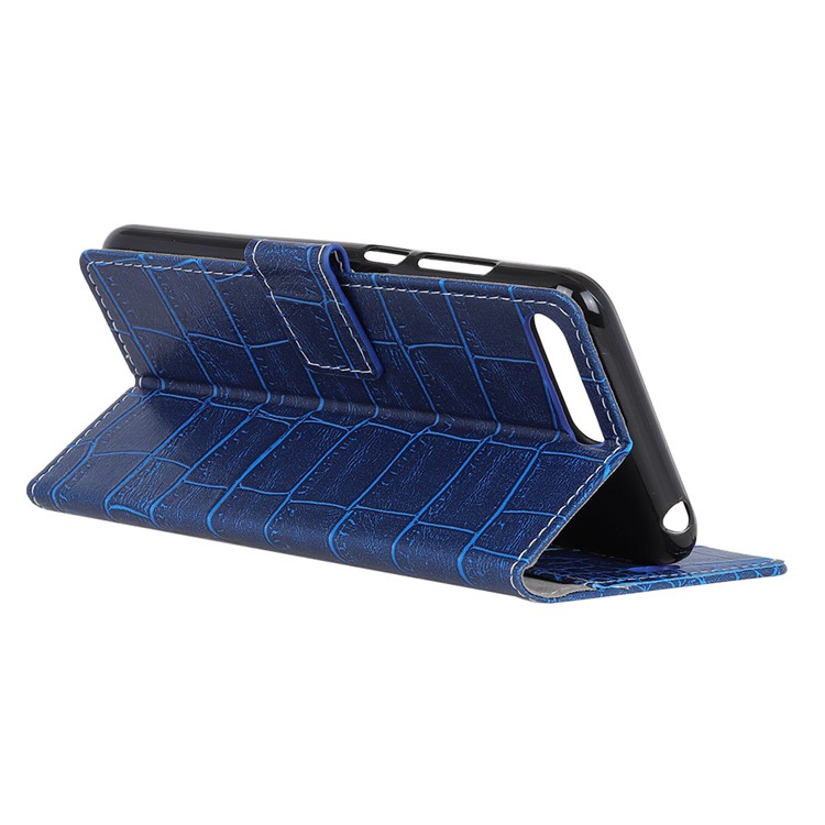 Vintage Crocodile Texture Stand Leather Wallet Mobile Phone Casing for Huawei Y6 (2018) / Honor 7A (without Fingerprint Sensor) - Blue-4