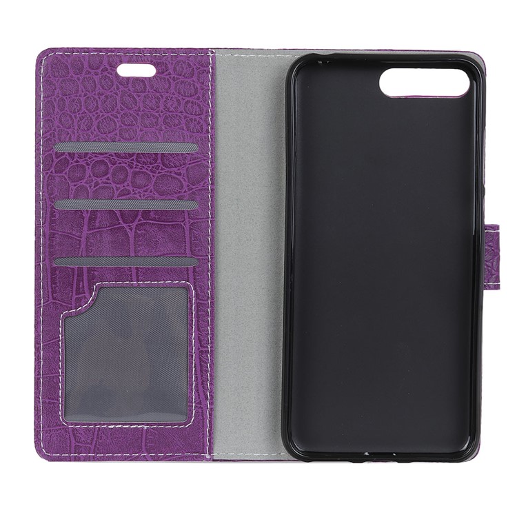 Vintage Crocodile Texture PU Leather Mobile Phone Case Accessory for Huawei Y6 (2018) / Honor 7A (without Fingerprint Sensor) - Purple-3