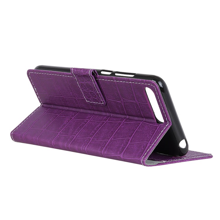 Vintage Crocodile Texture PU Leather Mobile Phone Case Accessory for Huawei Y6 (2018) / Honor 7A (without Fingerprint Sensor) - Purple-4