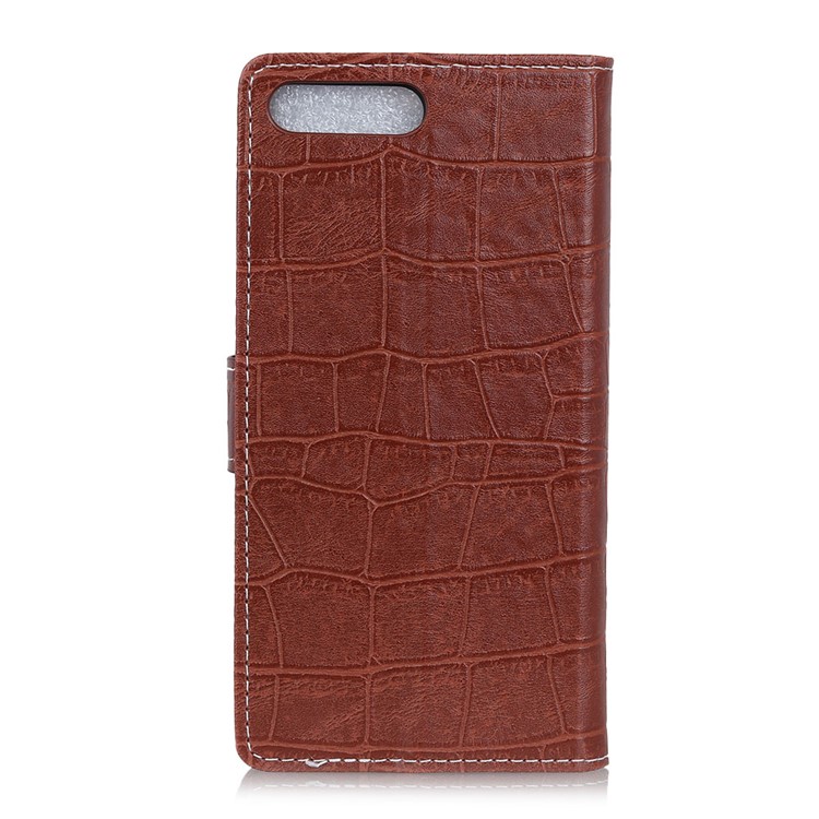 Vintage Crocodile Texture Leather Wallet Stand Phone Shell for Huawei Y6 (2018) / Honor 7A (without Fingerprint Sensor) - Brown-2