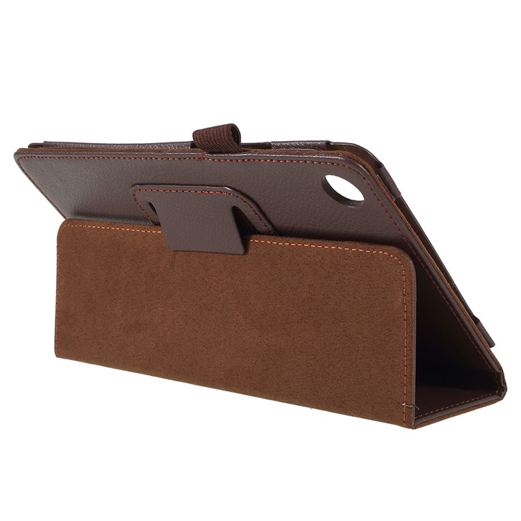 Litchi Texture PU Leather Stand Protection Casing for Huawei MediaPad M5 8 (8.4-inch) - Brown-4