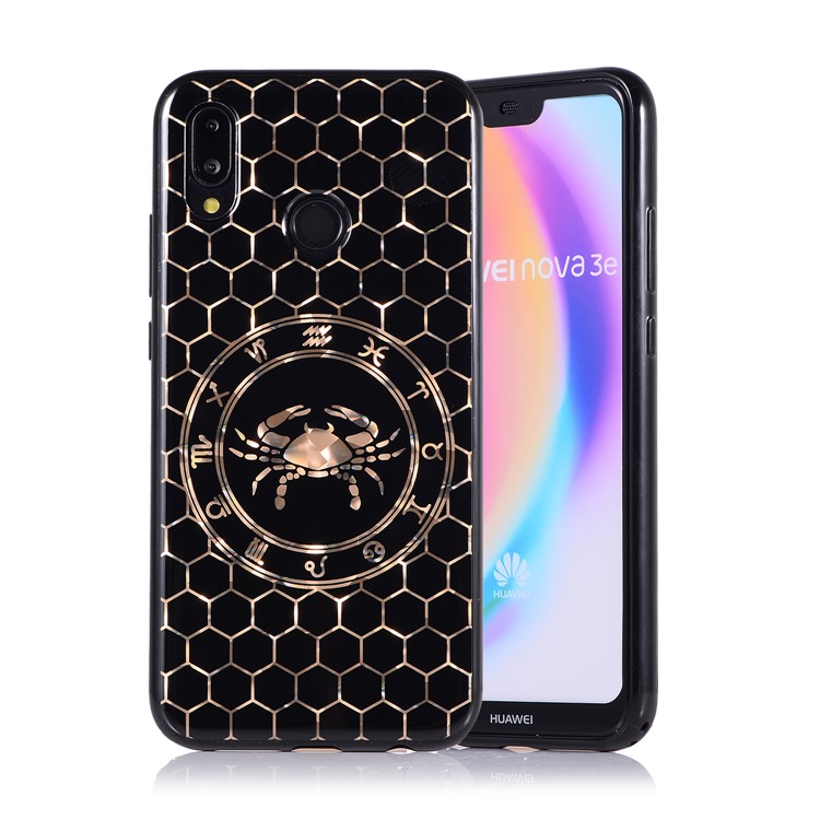 Electroplating Constellation Pattern TPU Cell Phone Case for Huawei P20 Lite/Nova 3e - Cancer-1