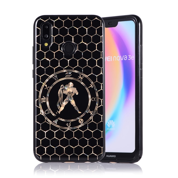 Electroplating Constellation Pattern TPU Back Case for Huawei P20 Lite/Nova 3e - Aquarius-1