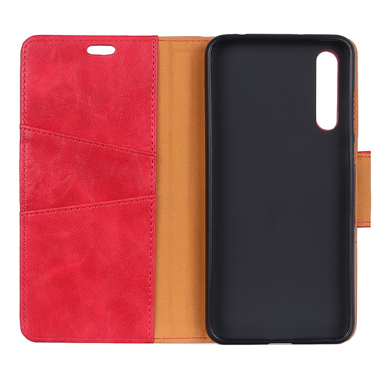 Crazy Horse Wallet Leather Stand Cover for Huawei P20 Pro - Red-6