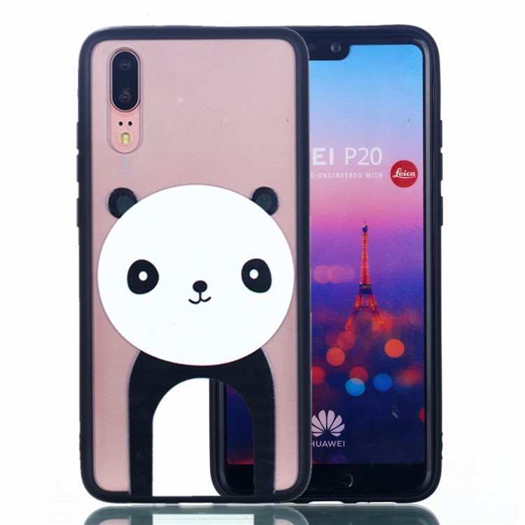 For Huawei P20 Embossed Rubberized PC TPU Hybrid Phone Case - Panda-1