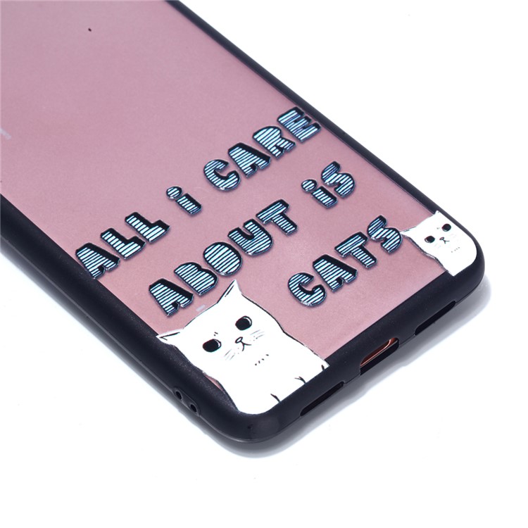 For Huawei P20 Embossed Rubberized PC TPU Hybrid Back Case - All I Care About Is Cats-3
