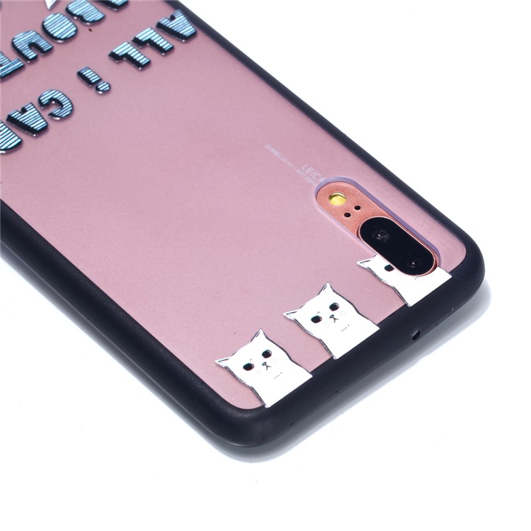 For Huawei P20 Embossed Rubberized PC TPU Hybrid Back Case - All I Care About Is Cats-4