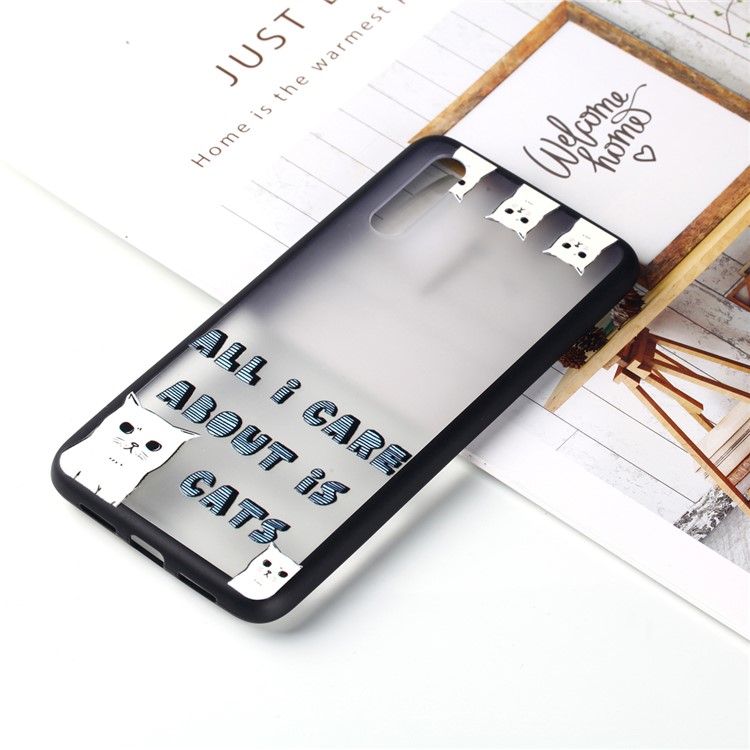 For Huawei P20 Embossed Rubberized PC TPU Hybrid Back Case - All I Care About Is Cats-5
