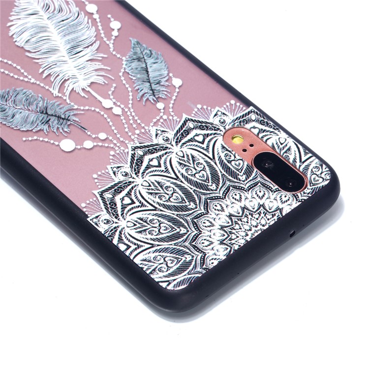 For Huawei P20 Embossed Rubberized PC TPU Hybrid Cell Phone Case - Mandala and Feathers-4