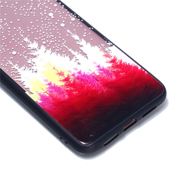 For Huawei P20 Embossed Rubberized PC TPU Hybrid Mobile Case - Moon and Tree-3