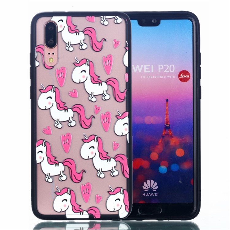 For Huawei P20 Embossed Rubberized PC TPU Hybrid Protective Shell - Unicorns-1