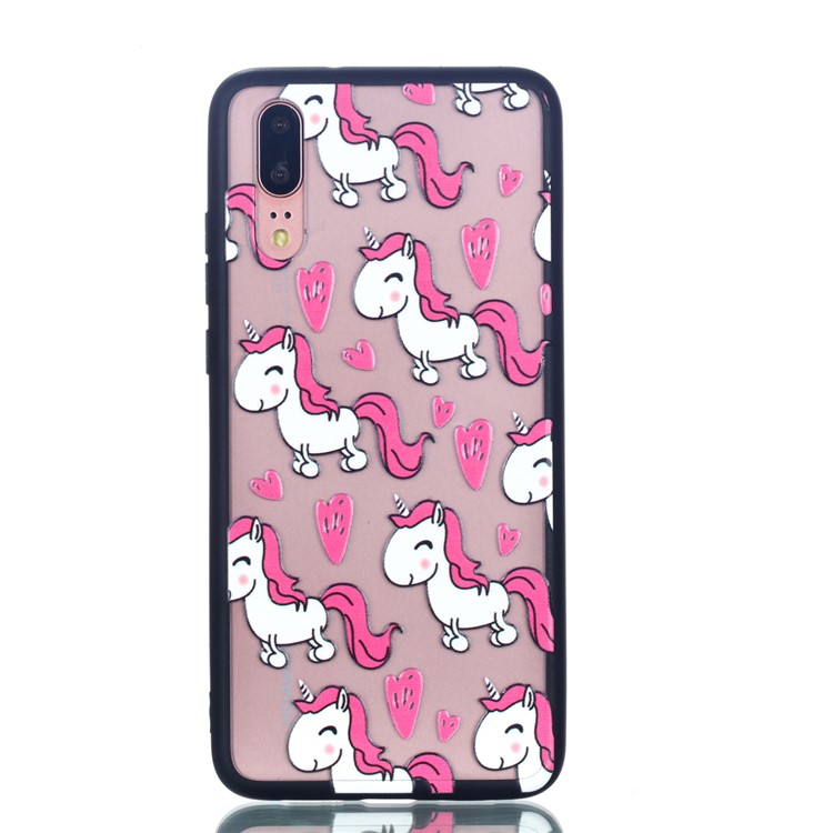 For Huawei P20 Embossed Rubberized PC TPU Hybrid Protective Shell - Unicorns-2