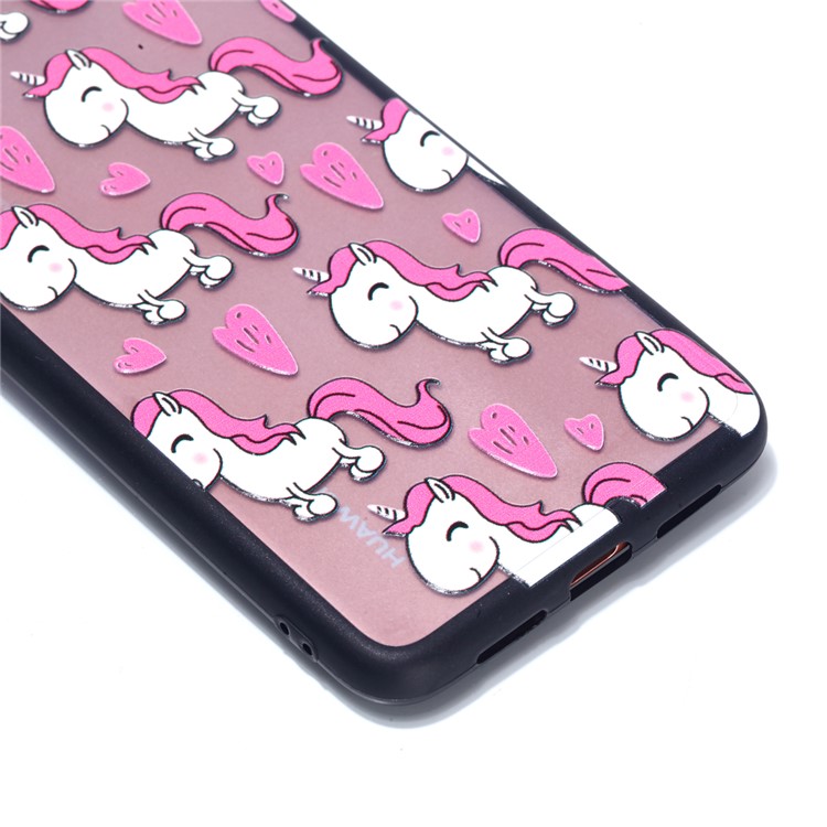 For Huawei P20 Embossed Rubberized PC TPU Hybrid Protective Shell - Unicorns-3