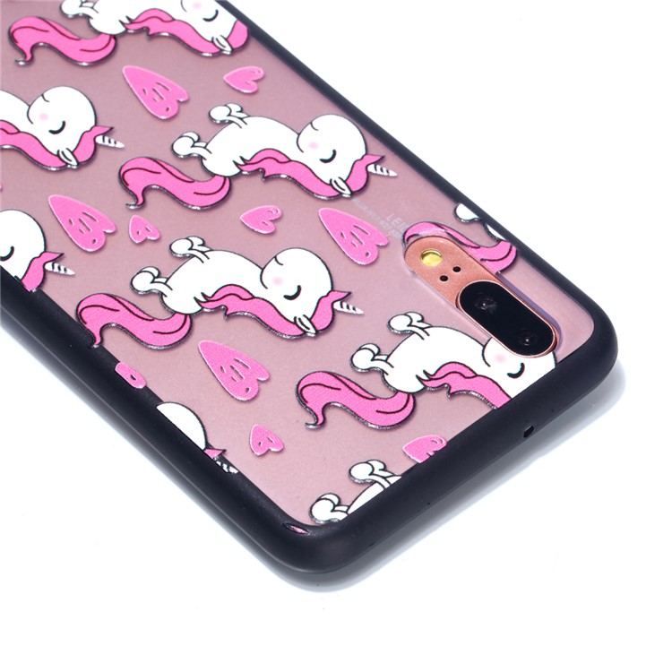 For Huawei P20 Embossed Rubberized PC TPU Hybrid Protective Shell - Unicorns-4