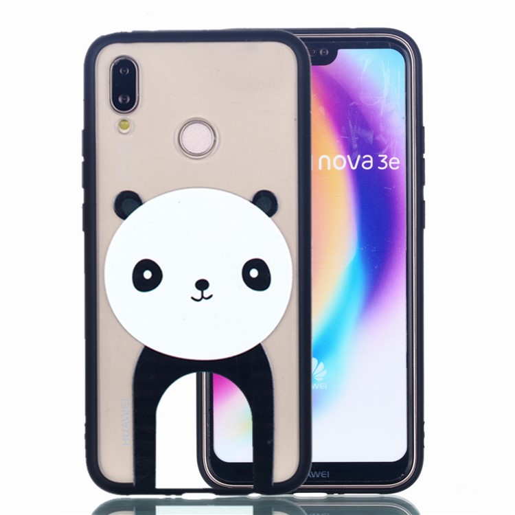 Rubberized Embossed PC + TPU Phone Cover for Huawei P20 Lite/Nova 3e - Panda-1