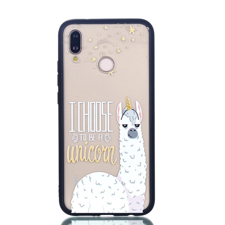 Rubberized Embossed PC + TPU Phone Shell for Huawei P20 Lite/Nova 3e - Alpaca Unicorn-2