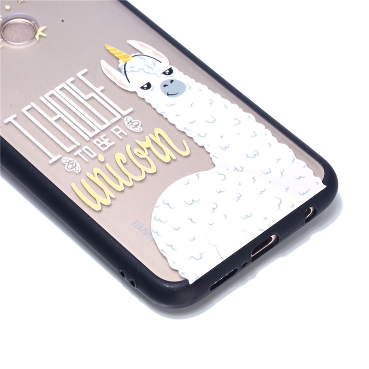Rubberized Embossed PC + TPU Phone Shell for Huawei P20 Lite/Nova 3e - Alpaca Unicorn-3