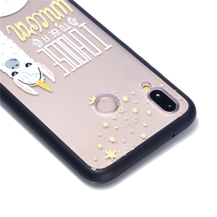 Rubberized Embossed PC + TPU Phone Shell for Huawei P20 Lite/Nova 3e - Alpaca Unicorn-4