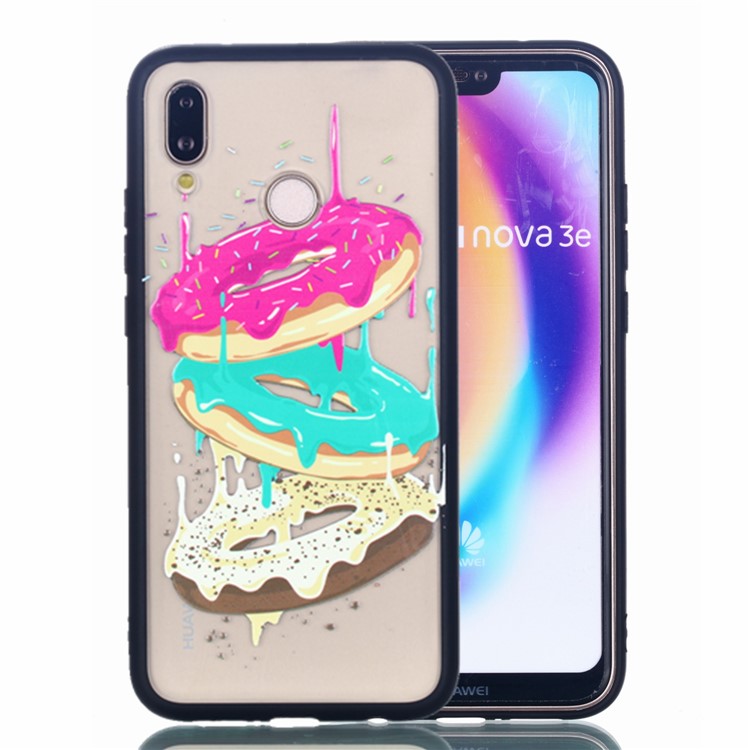 Rubberized Embossed PC + TPU Phone Casing for Huawei P20 Lite/Nova 3e - Donuts-1