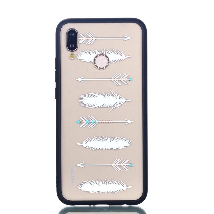 Rubberized Embossed PC + TPU Mobile Phone Case for Huawei P20 Lite/Nova 3e - Arrow and Feather-2
