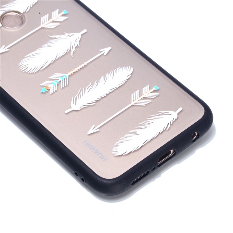 Rubberized Embossed PC + TPU Mobile Phone Case for Huawei P20 Lite/Nova 3e - Arrow and Feather-3