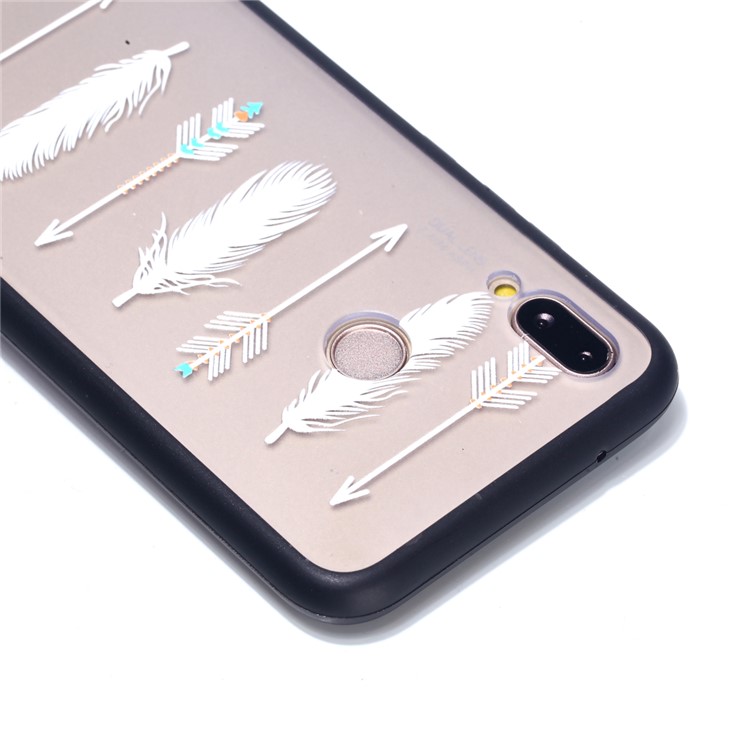 Rubberized Embossed PC + TPU Mobile Phone Case for Huawei P20 Lite/Nova 3e - Arrow and Feather-4