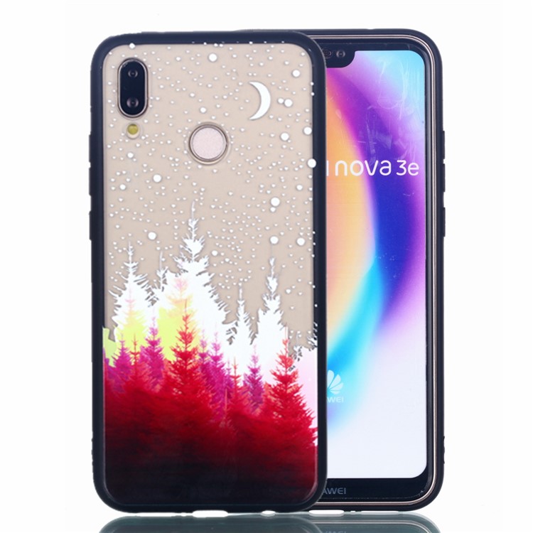 Rubberized Embossed PC + TPU Cell Phone Case for Huawei P20 Lite/Nova 3e - Forests-1