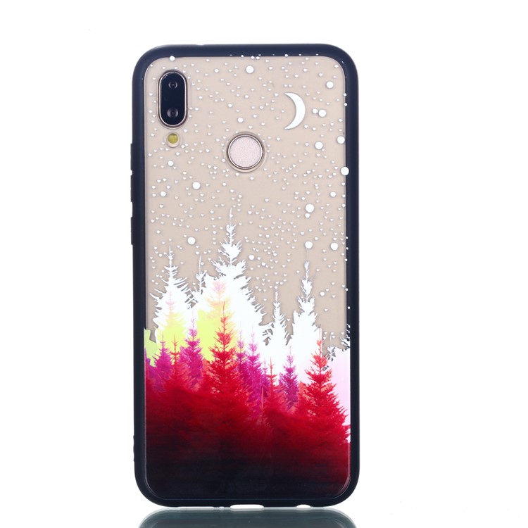 Rubberized Embossed PC + TPU Cell Phone Case for Huawei P20 Lite/Nova 3e - Forests-2