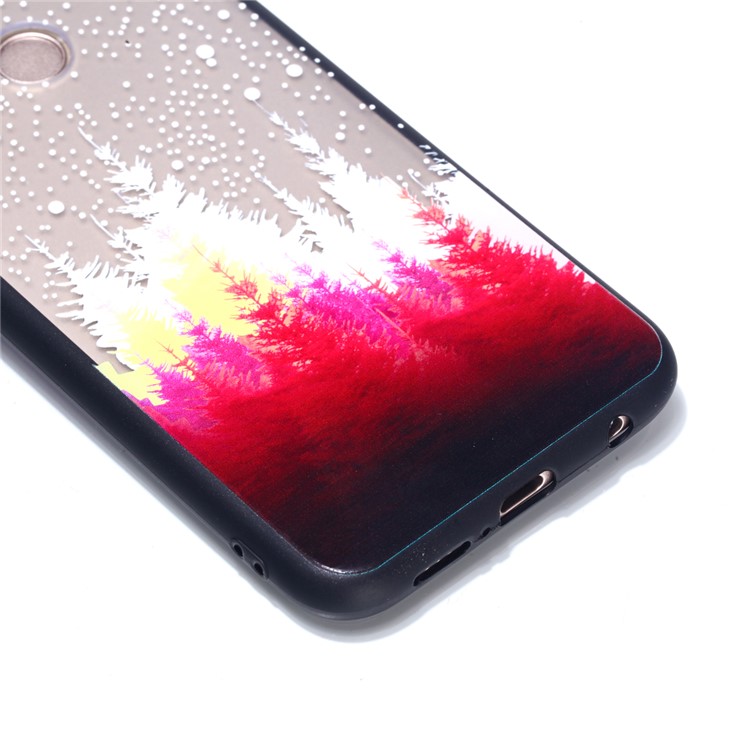 Rubberized Embossed PC + TPU Cell Phone Case for Huawei P20 Lite/Nova 3e - Forests-3