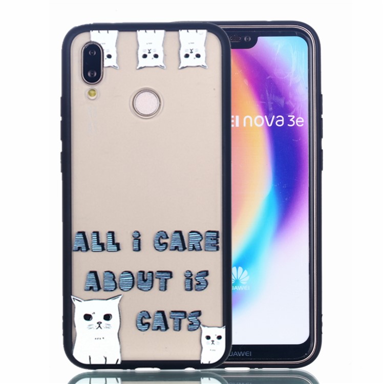 Rubberized Embossed PC + TPU Protective Shell for Huawei P20 Lite/Nova 3e - Lovely Cats-1
