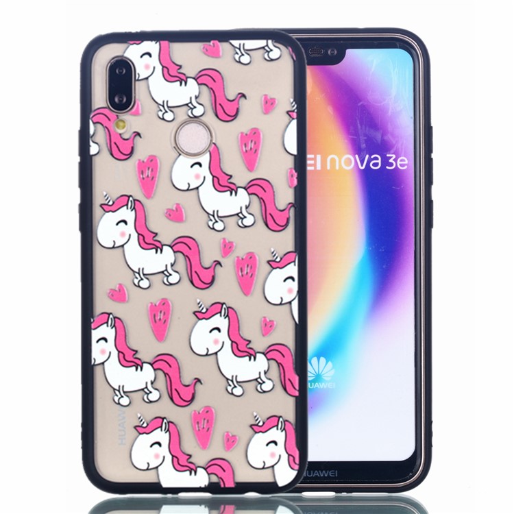 Rubberized Embossed PC + TPU Back Casing for Huawei P20 Lite/Nova 3e - Adorable Unicorns-1