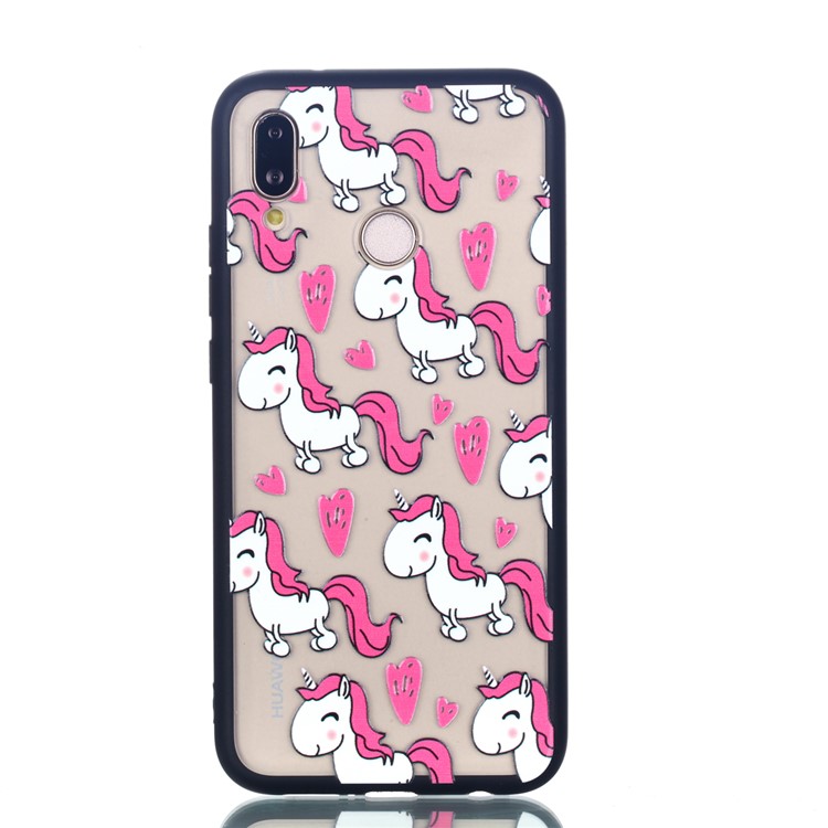 Rubberized Embossed PC + TPU Back Casing for Huawei P20 Lite/Nova 3e - Adorable Unicorns-2