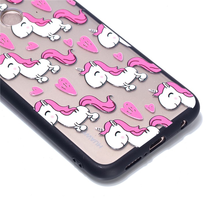 Rubberized Embossed PC + TPU Back Casing for Huawei P20 Lite/Nova 3e - Adorable Unicorns-3