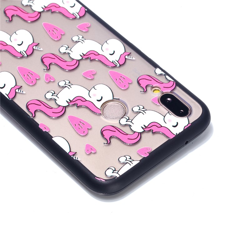 Rubberized Embossed PC + TPU Back Casing for Huawei P20 Lite/Nova 3e - Adorable Unicorns-4