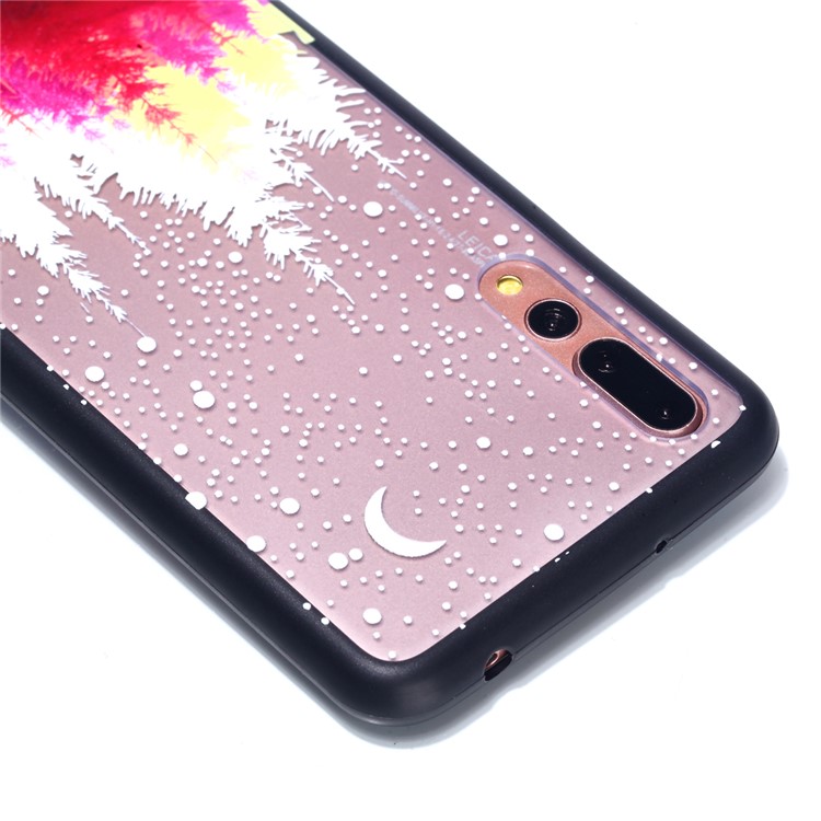 For Huawei P20 Pro Embossed Rubberized PC TPU Hybrid Mobile Phone Case - Moon and Tree-5