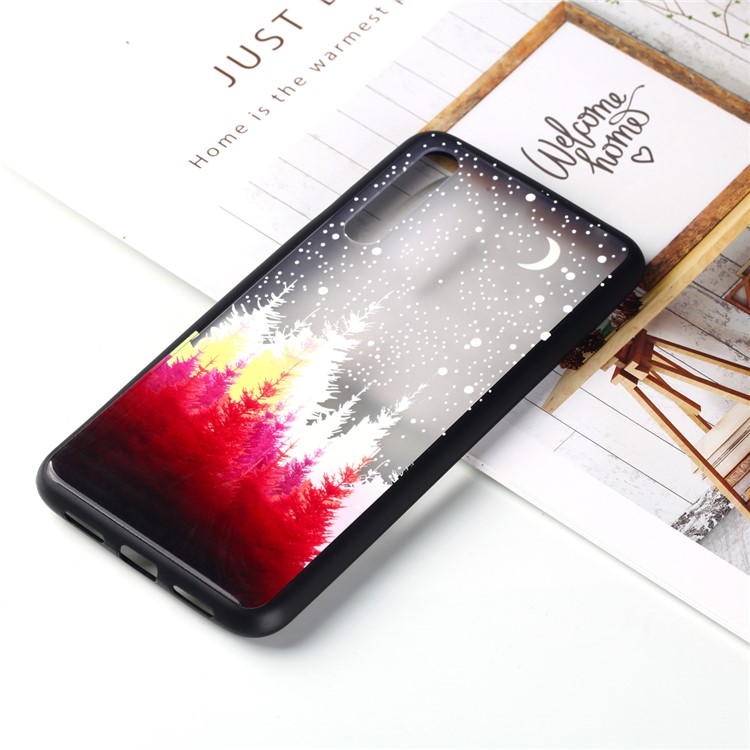 For Huawei P20 Pro Embossed Rubberized PC TPU Hybrid Mobile Phone Case - Moon and Tree-6