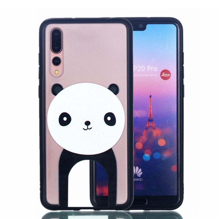 For Huawei P20 Pro Embossed Rubberized PC TPU Hybrid Phone Cover - Panda-1