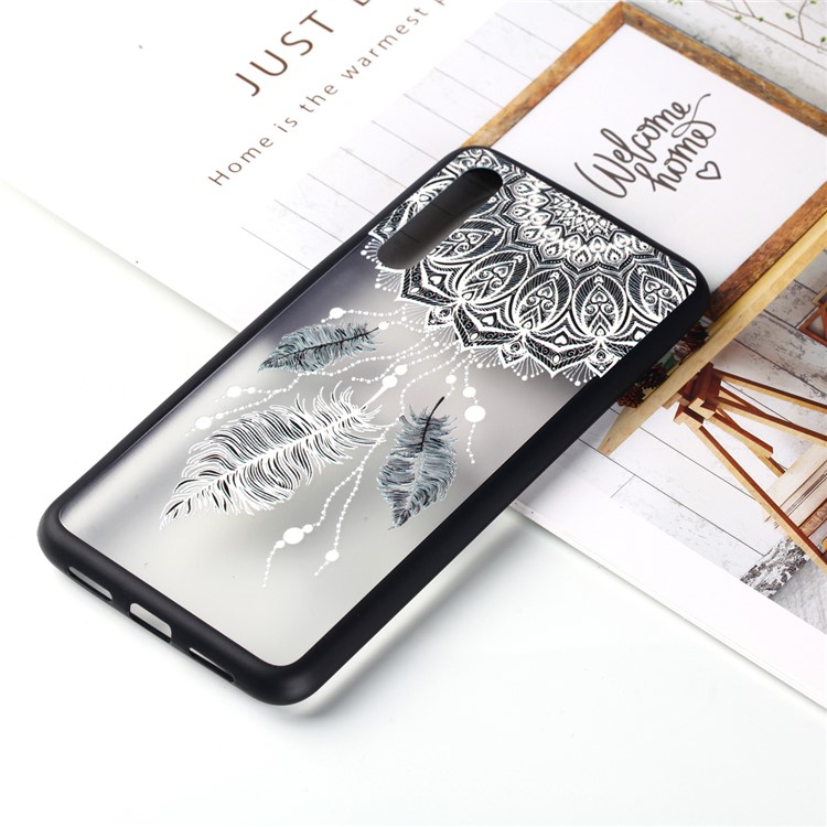 For Huawei P20 Pro Embossed Rubberized PC TPU Hybrid Cell Phone Cover - Mandala and Feathers-5