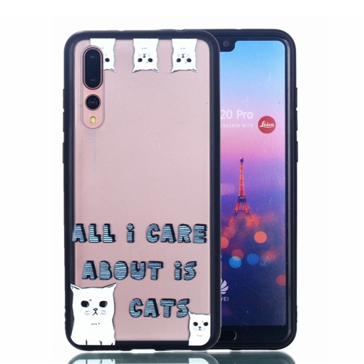 For Huawei P20 Pro Embossed Rubberized PC TPU Hybrid Protective Cover - All I Care About Is Cats-1