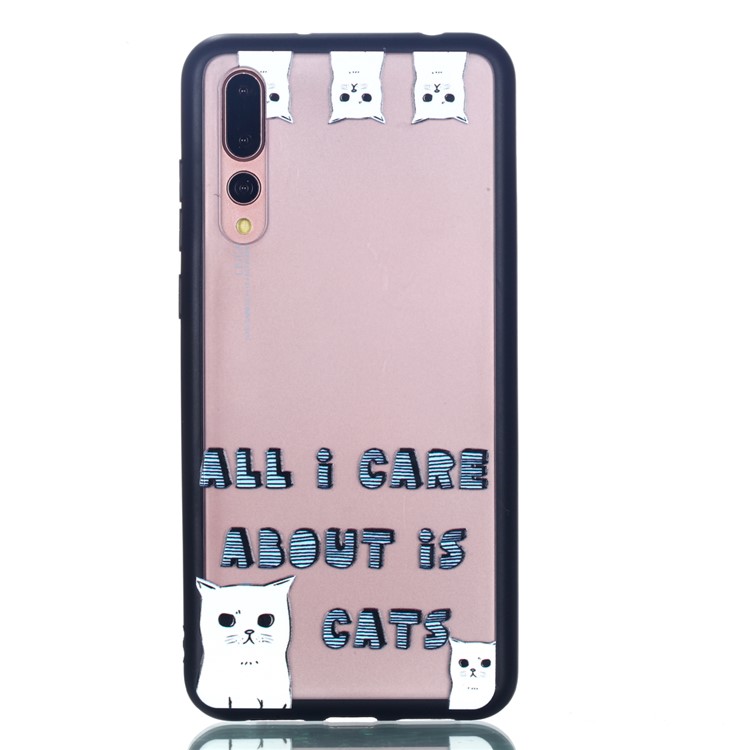 For Huawei P20 Pro Embossed Rubberized PC TPU Hybrid Protective Cover - All I Care About Is Cats-2