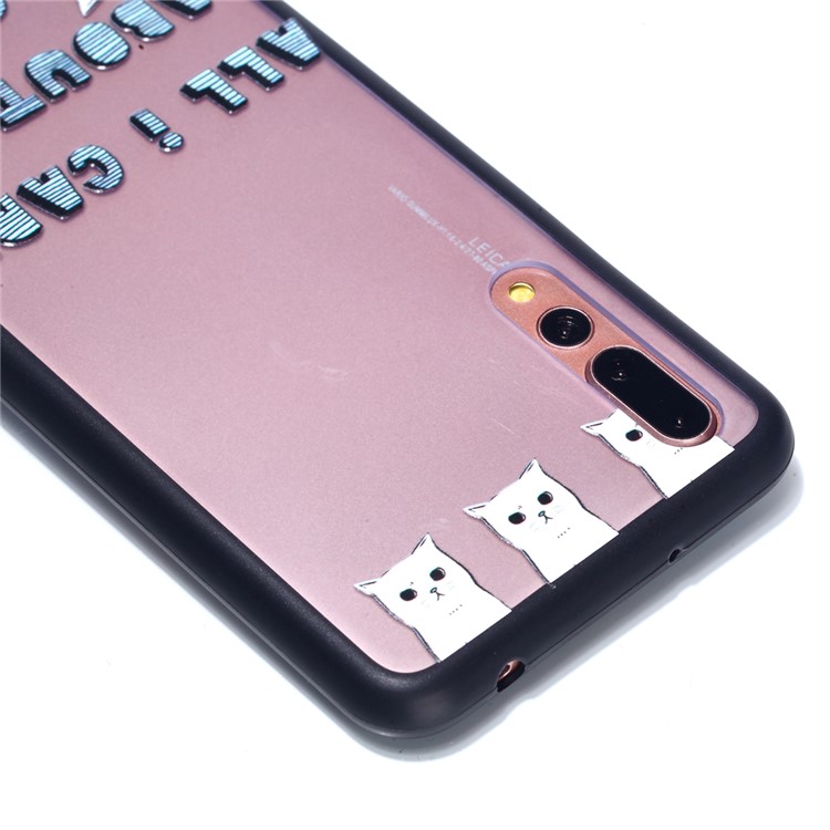 For Huawei P20 Pro Embossed Rubberized PC TPU Hybrid Protective Cover - All I Care About Is Cats-4