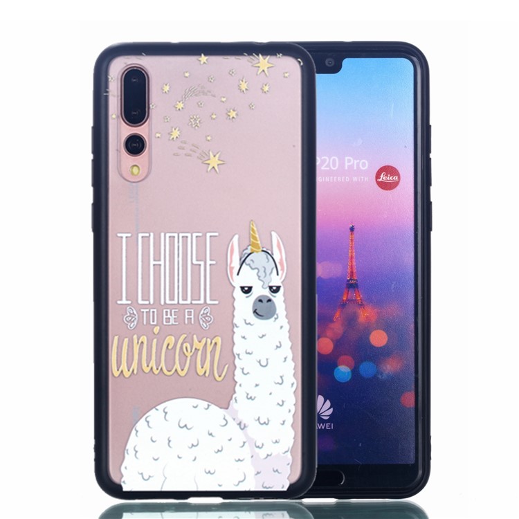 For Huawei P20 Pro Embossed Rubberized PC TPU Hybrid Protection Shell - I Choose To Be A Unicorn-1