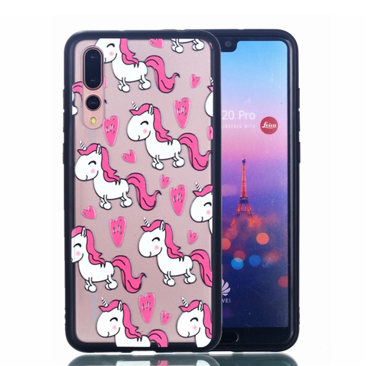 For Huawei P20 Pro Embossed Rubberized PC TPU Hybrid Mobile Cover - Unicorns-1