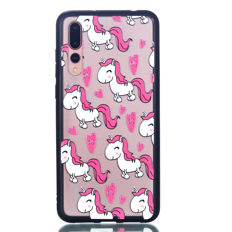 For Huawei P20 Pro Embossed Rubberized PC TPU Hybrid Mobile Cover - Unicorns-2